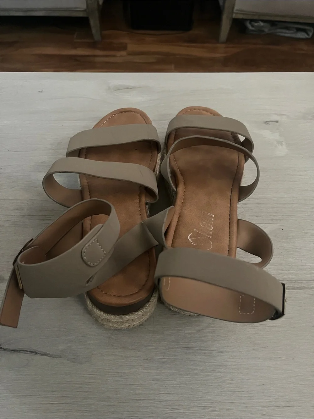 SHEIN Taupe Double-Strap Espadrille Sandals with Ankle Buckle